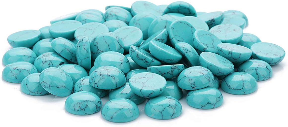 20PCS Blue Synthetic Turquoise Stone Cabochons Stone Jewelry Round Flat-Back Design No Hole Beads Half Round Charms for Jewelry Making (Dia=4mm) - Image 4