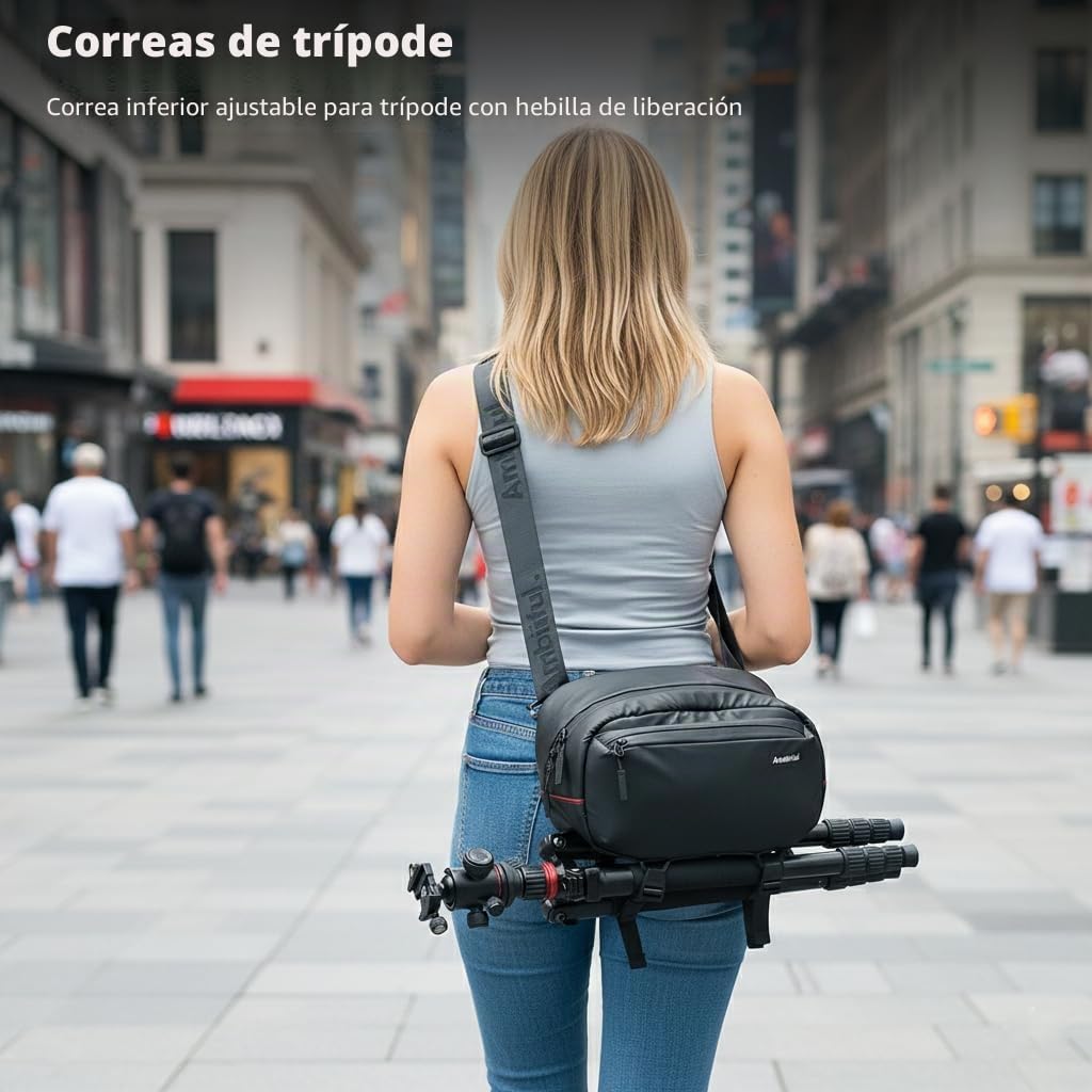 AMBITFUL Genie Magic Camera Sling Bag - Padded Shoulder Strap, Tripod Holder, Waterproof & Lightweight with 8 Compartments, DSLR/SLR/Mirrorless Bag for Photographers