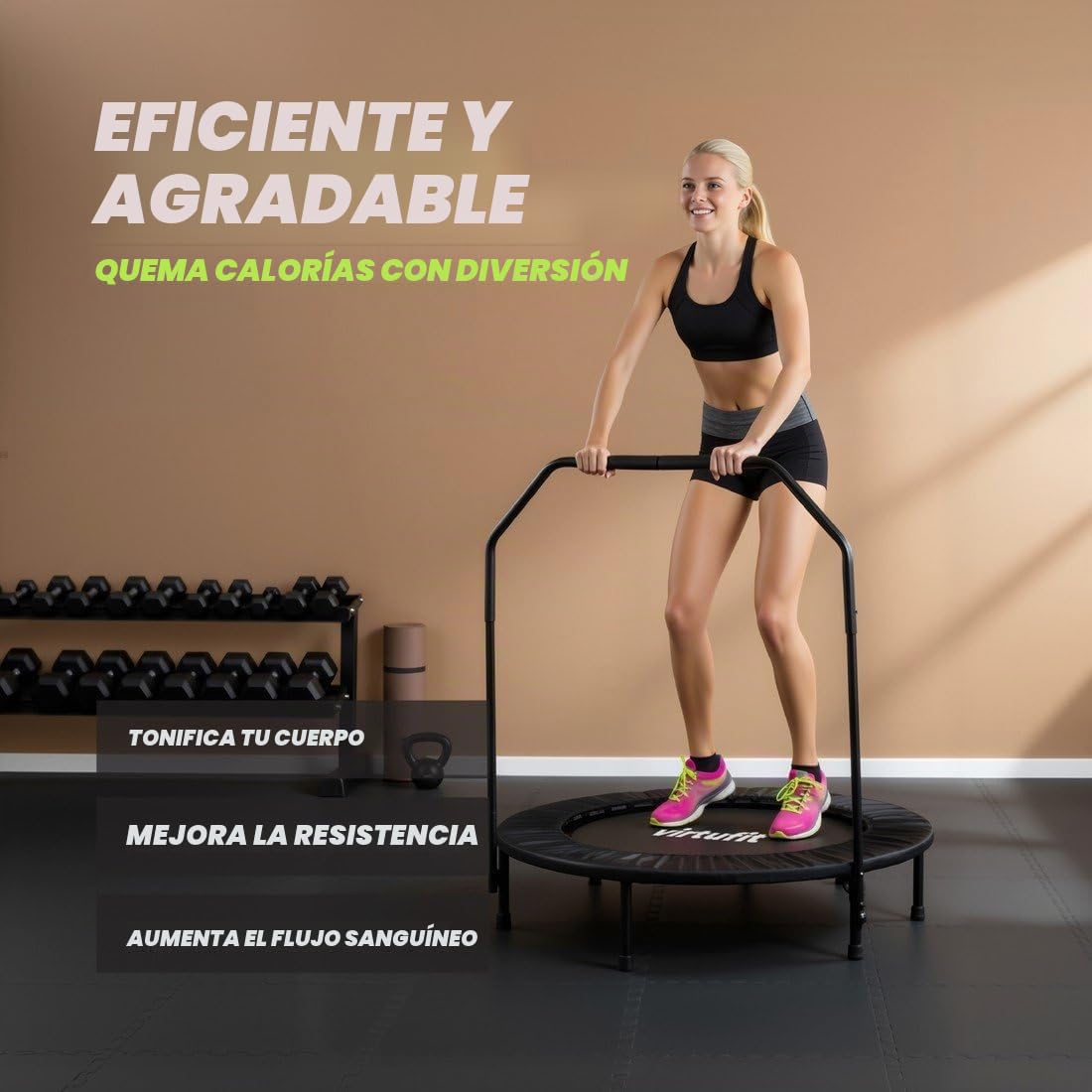 VirtuFit Trampolín para exterior, trampolín de jardín – Trampolín con valla de seguridad y barras acolchadas para niños, interior y exterior Fitness