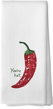 Disco Ball Chilli Youre Hot Kitchen Towels, Trendy Retro Food Chilli Pepper Hand Towel, Food Lover Gift Kitchen Gift Chili Decorative Tea Towel Dish Towels 16x24 Inch