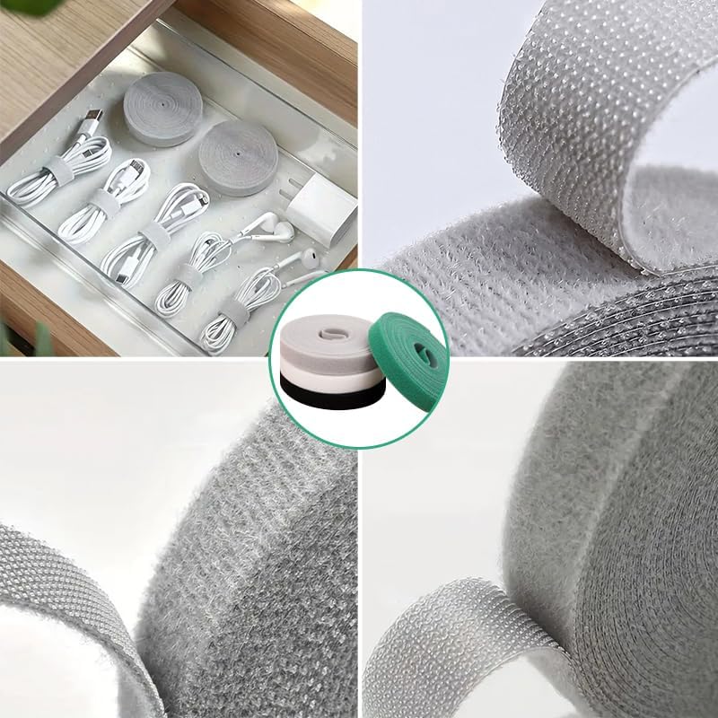 3PCS Tearable Reusable Cable Management Strap, Hook and Loop Cord Organizer Tape for Adjustable Wire Bundling, Home Office Electronics Storage
