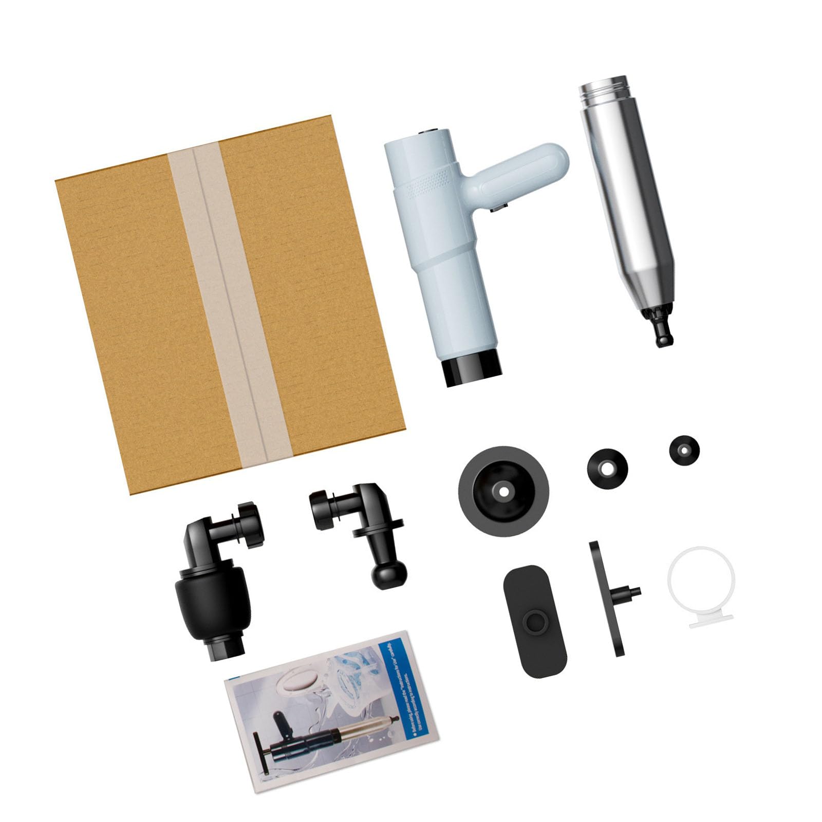 Professional Manual Air Powered Drain Cleaner with Mechanical Meter and Multi Purpose Attachments for Sink Bathroom Toilet Anti Splash Plunger
