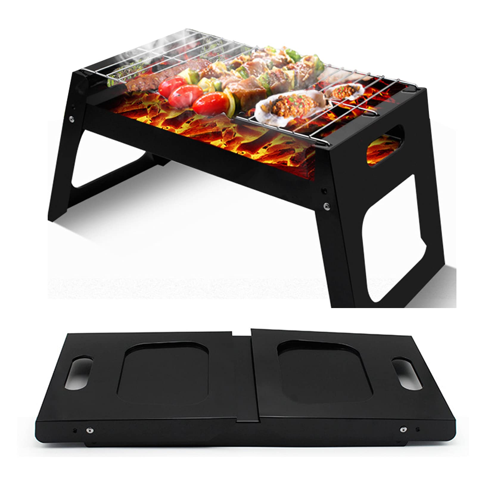 Przenośny mały grill kempingowy na węgiel drzewny, kempingowy mini składany grill, przenośny grill na węgiel drzewny, grill grillowy