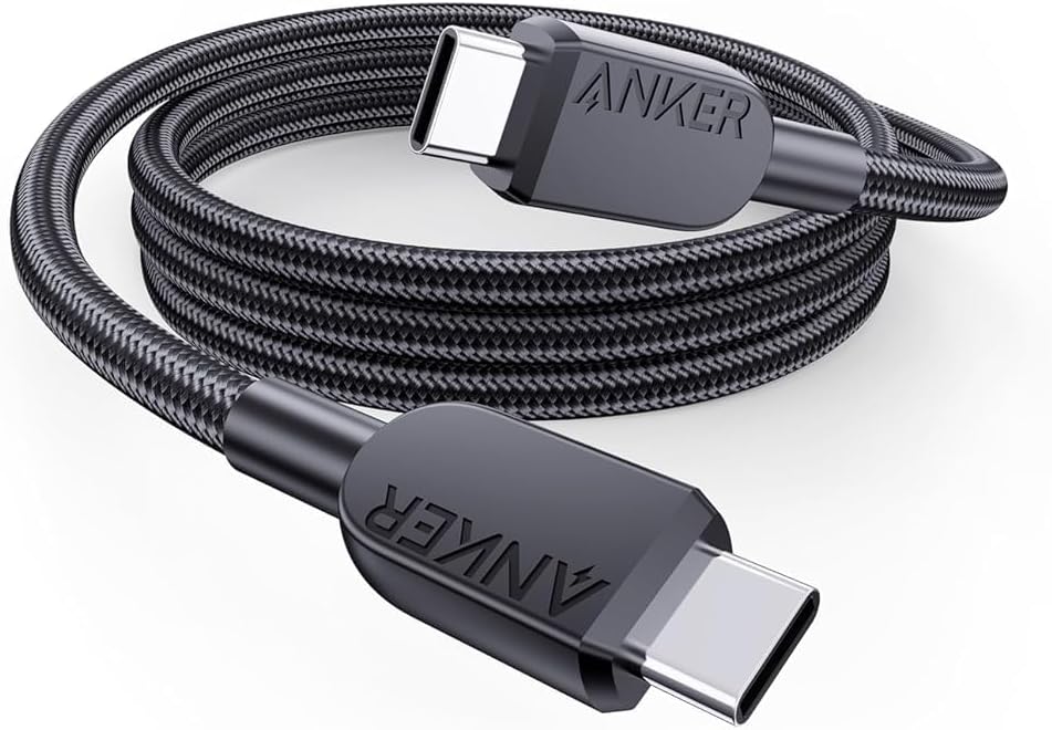 Anker 240 W USB-C - USB-C Kablosu, 90 cm çift örgülü naylon Tip-C şarj kablosu, iPhone 17 Pro Max/iPhone Air/16/15 serisi, Samsung Galaxy S25/S24, MacBook Pro/Air, iPad Pro/Air için