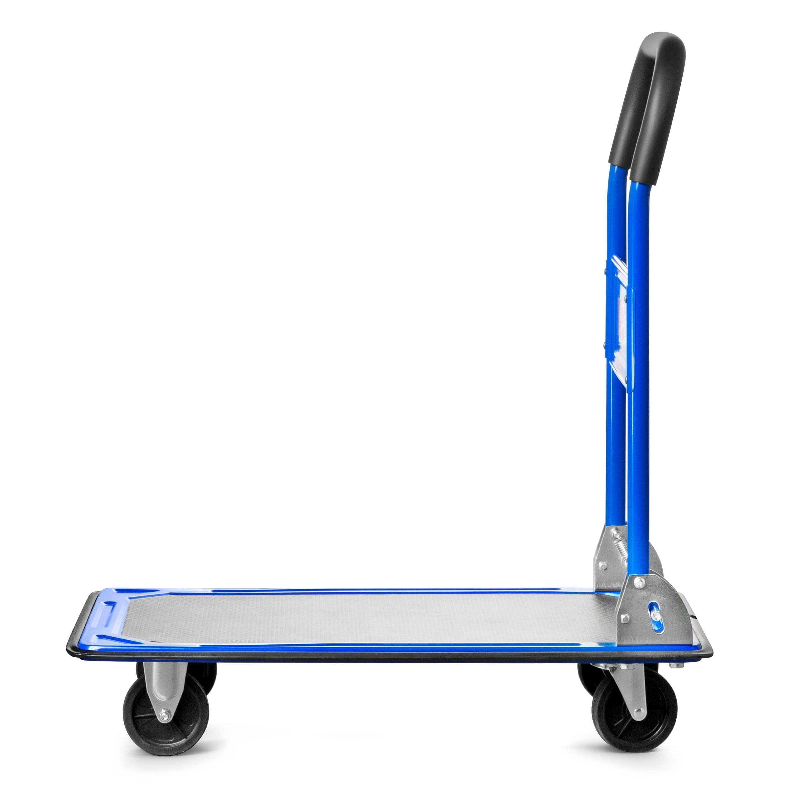 Pallit - Carretilla de transporte plegable en azul, 150 kg de capacidad de carga, carrito portaequipajes con plataforma, revestimiento antideslizante, ayuda al transporte, carretilla manual