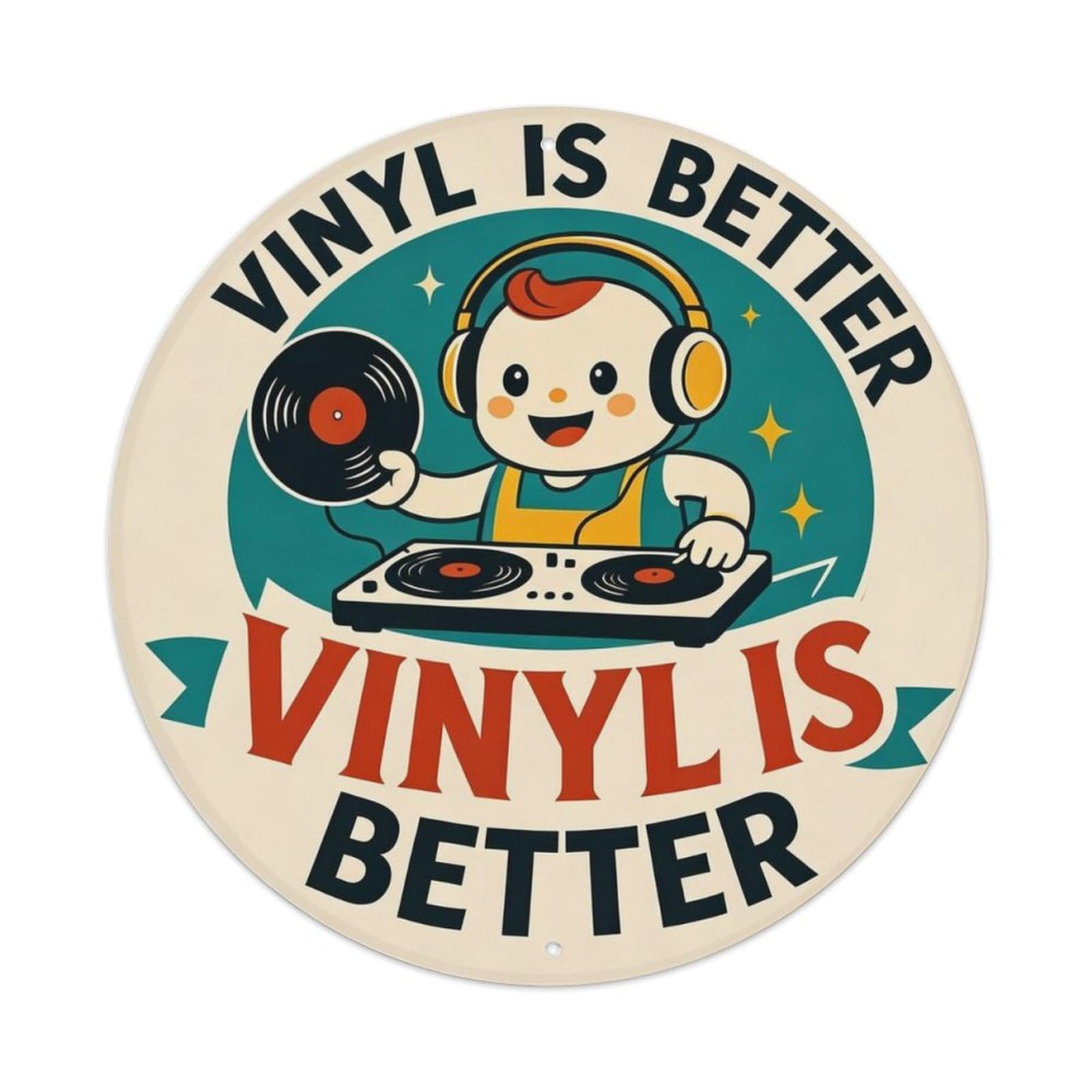 Vintage Vinyl Music Lover Metal Tin Sign Plaque