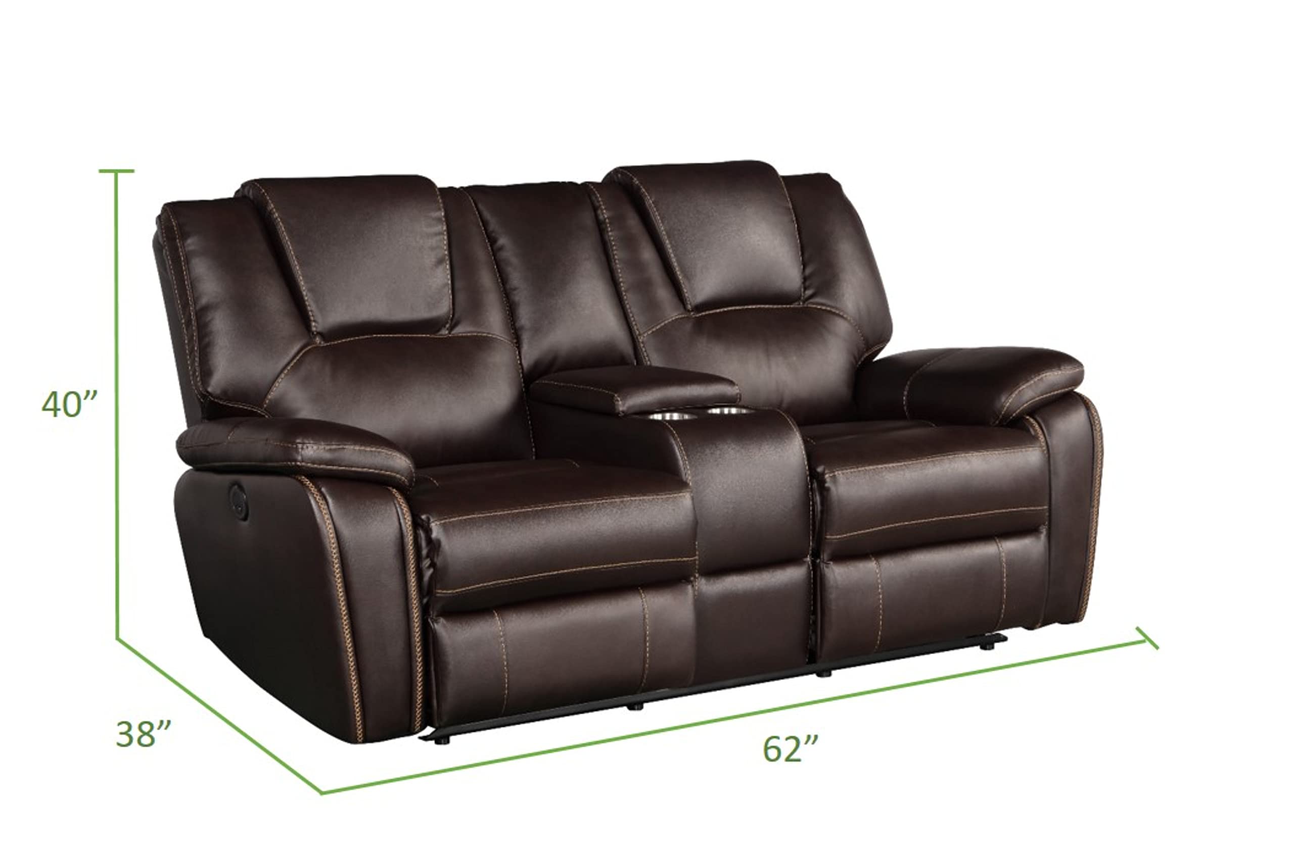 Tiokean 3 Pieces Living Room Furniture,Sofa+Loveseat+Chair,Reclining Couch for Home/Office,Brown view 4