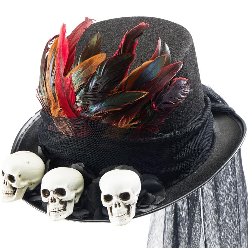 BLESSUME Steampunk Skull Hat Unisex Fancy Dress Top Hat for Carnival Halloween, Theme Party, Style# G - Image 3