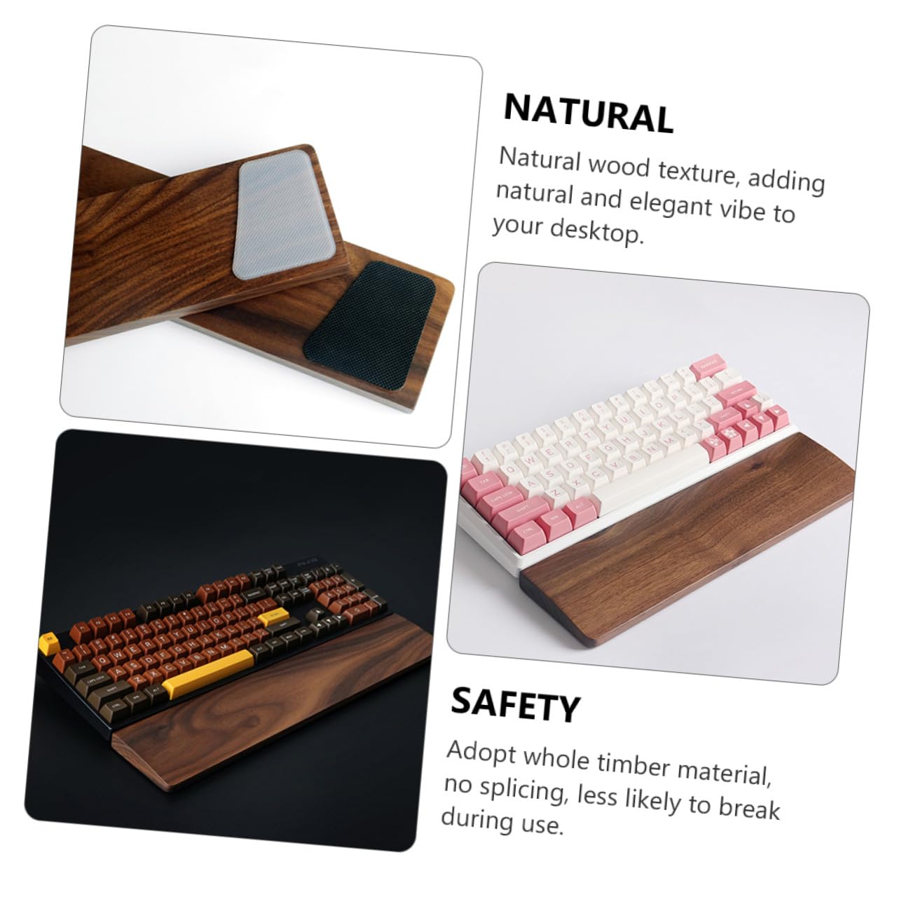 NUOBESTY Repose-poignets Bois pour Clavier Repose-poignets pour Clavier Ordinateur Repose-mains pour Bureau