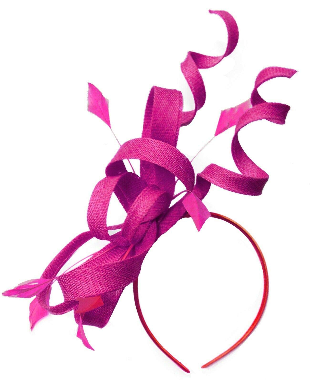 CapriliteSinamay Headband Swirl Fascinator For Women Wedding Ascot Races (Fuchsia Hot Pink)