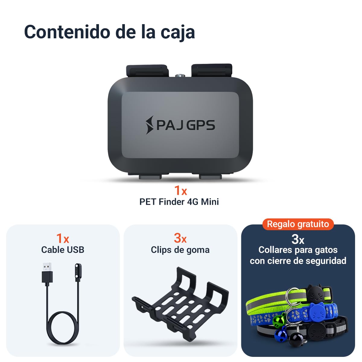 PAJ Localizador GPS Mini para Gatos, Incl. 3 Meses de Suscripción Premium | Tamaño reducido - Seguimiento en Vivo/Alarmas de Fuga - Compatible con Collares y Arneses - Impermeable - Alertas en App