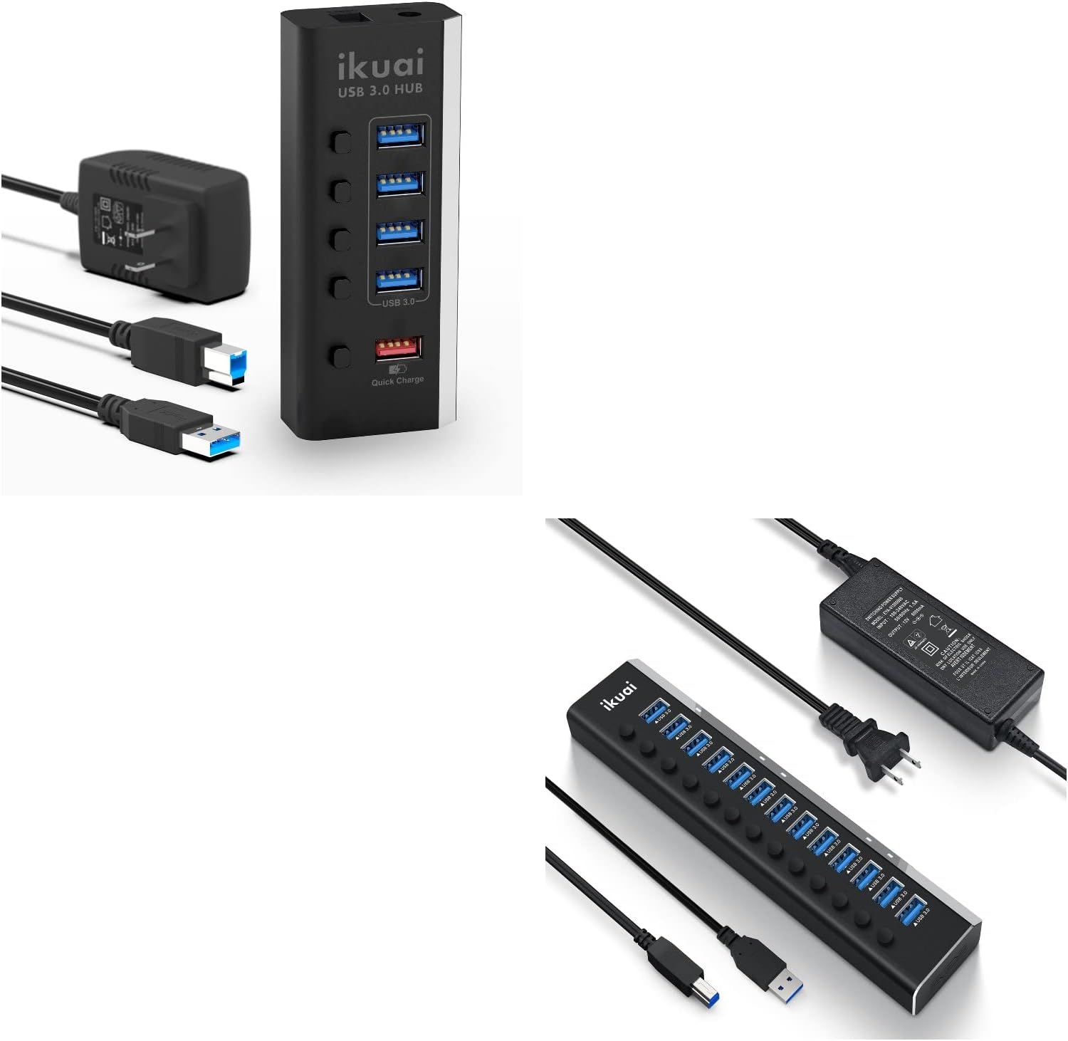 ikuai 5 Ports USB 3.0 Hub with 4 USB Data Ports and 1 Fast