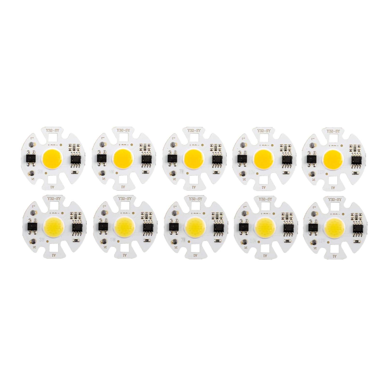 10Pcs LED COB LED Chips AC 220V Matrix Beads Smart IC No Need Driver For DIY Downlight Spotlight Floodlight Lamp,Y32 White,3W