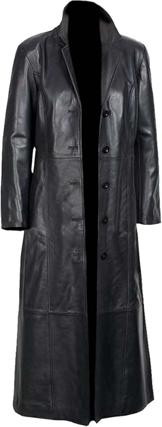 Black Leather Duster Long Coat, Length Full Trench Coat For Women CL-MJ-#1