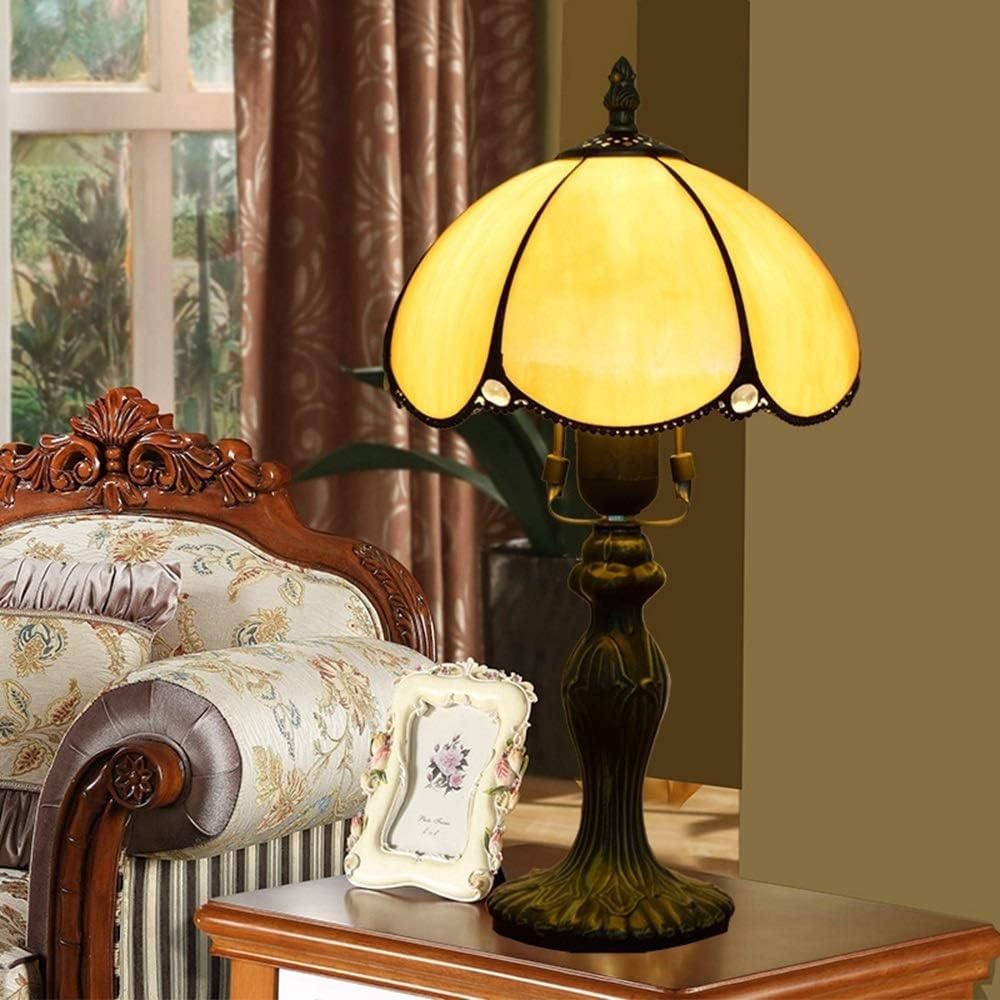 Lámparas de Mesa con vidrieras, lámpara de Mesa Creativa, lámpara de Escritorio Retro, lámparas de Mesa Amarillas, lámpara de Mesa para Restaurante, Bar, Dormitorio, Estudio, Sala de Estar