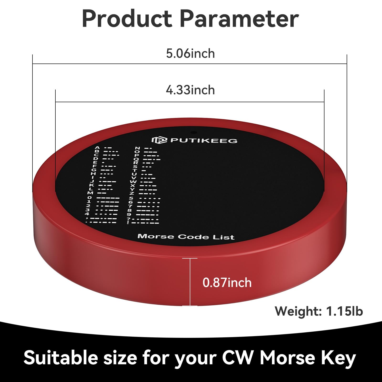 PUTIKEEG Morse Code Round Table Key morse code List Learning Shortwave Radio (Red)