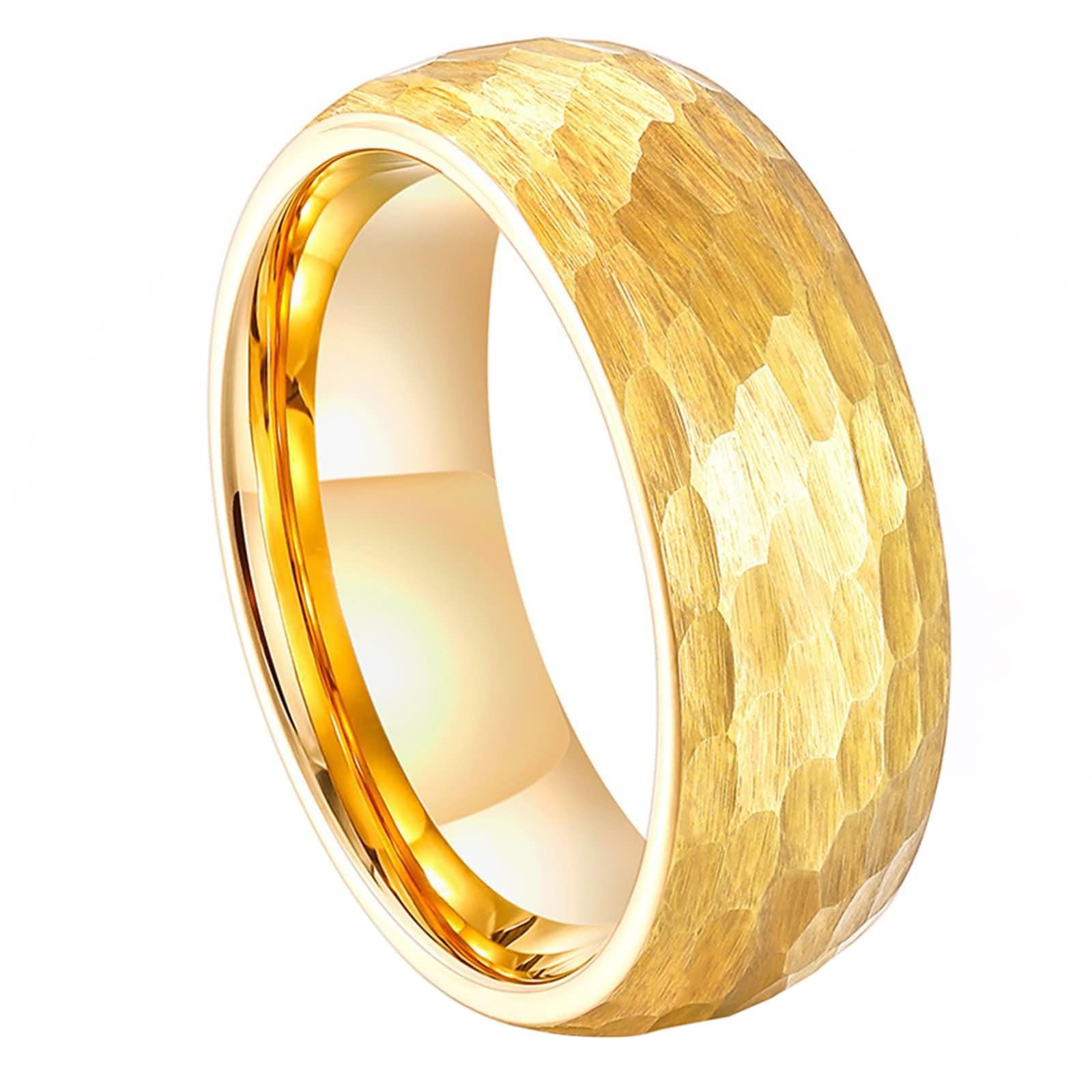 Alliance en Tungstène pour Homme Gravée, 8MM Rond Brossé Bague pour Mariage en Or Homme