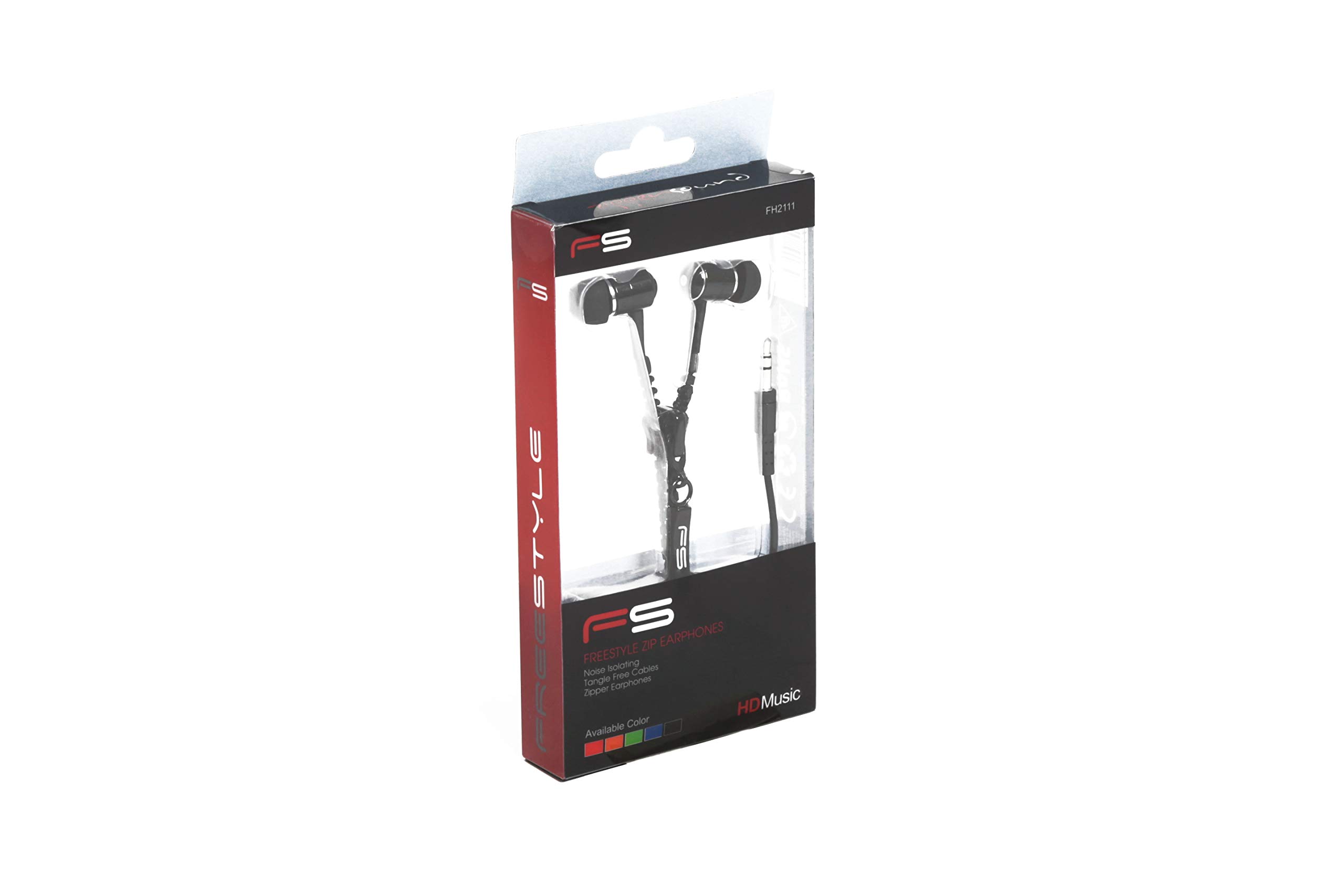Freestyle - Auricolari stereo universali con chiusura a scatto, jack da 3,5 mm, cavo da 1,25 m, colore: Nero