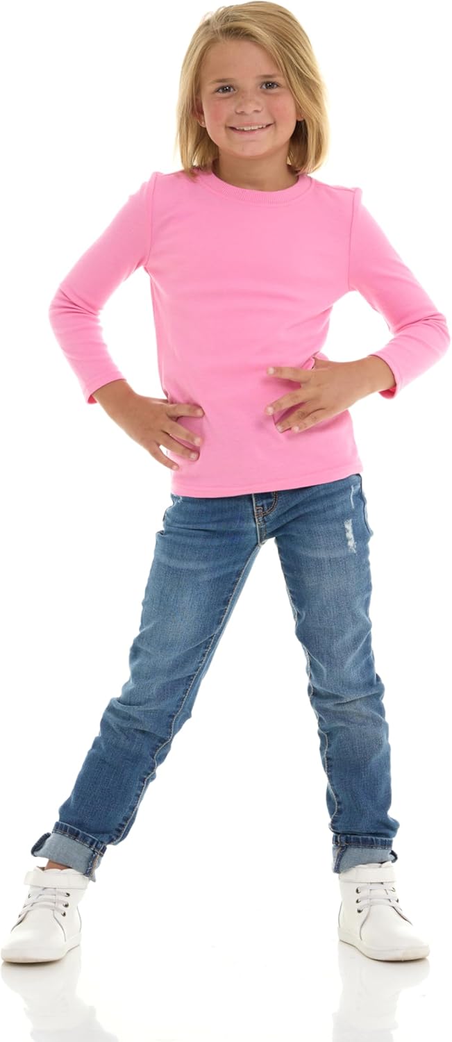 Cudlie 5-Pack Toddler Girls’ Solid Long Sleeve Tees– Five Timeless Cotton Blend Crewnecks in Rich, Modern, Elevated Colors