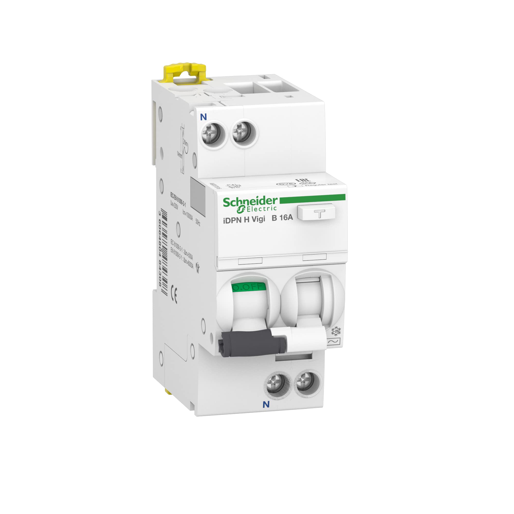 Schneider Electric FI-/Leitungsschutzschalter Acti9 iSPN H Vigi, 1-polig+N, 16A, 30mA, B-Charakteritsik, Typ A, 10kA, Artikelnummer A9D07616