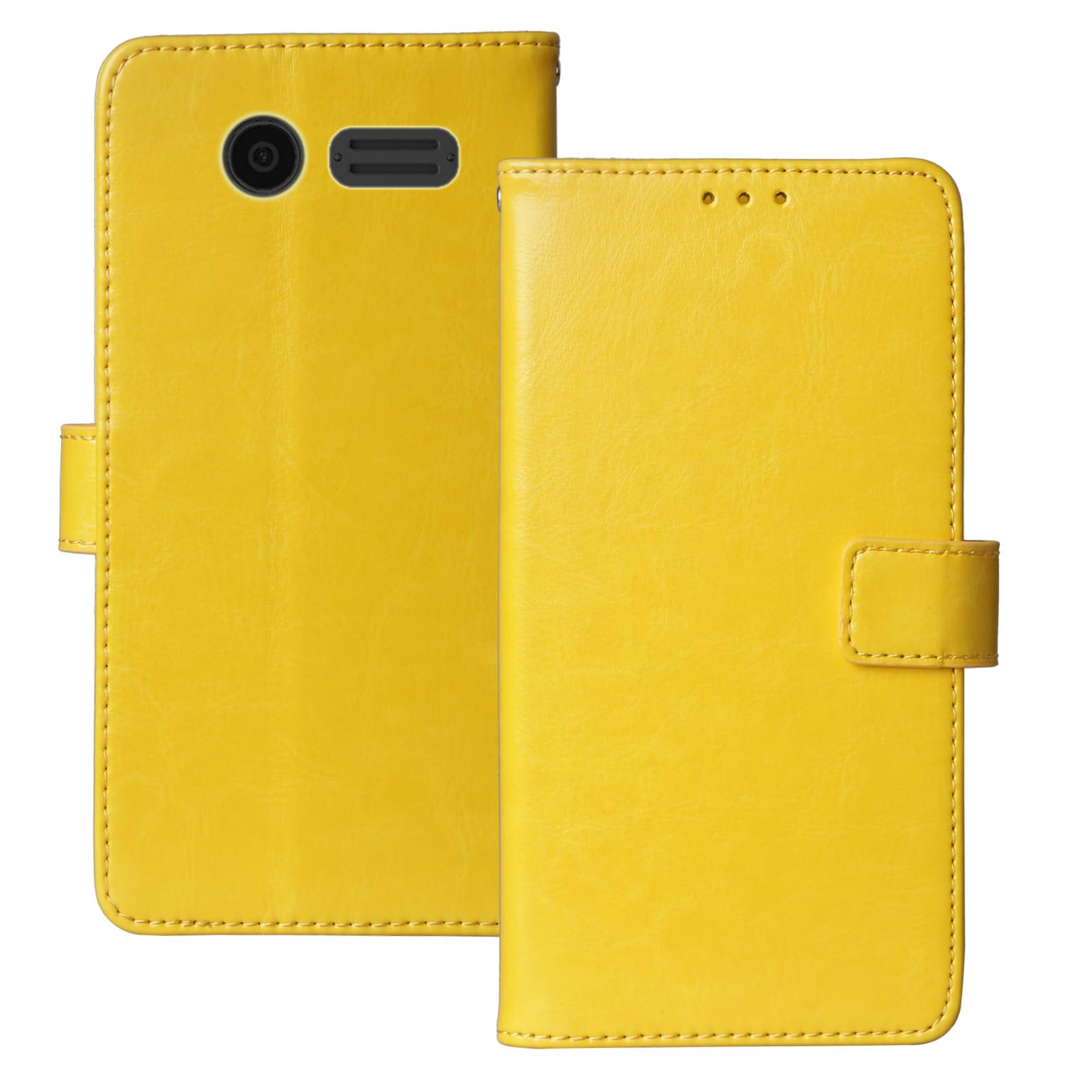 Anybird Premium Retro Flip Leather Protector Case For IMO DASH 4G Mini 1.8" Magnetic Card Slot Protective Bumper Folio Pouch (Yellow)