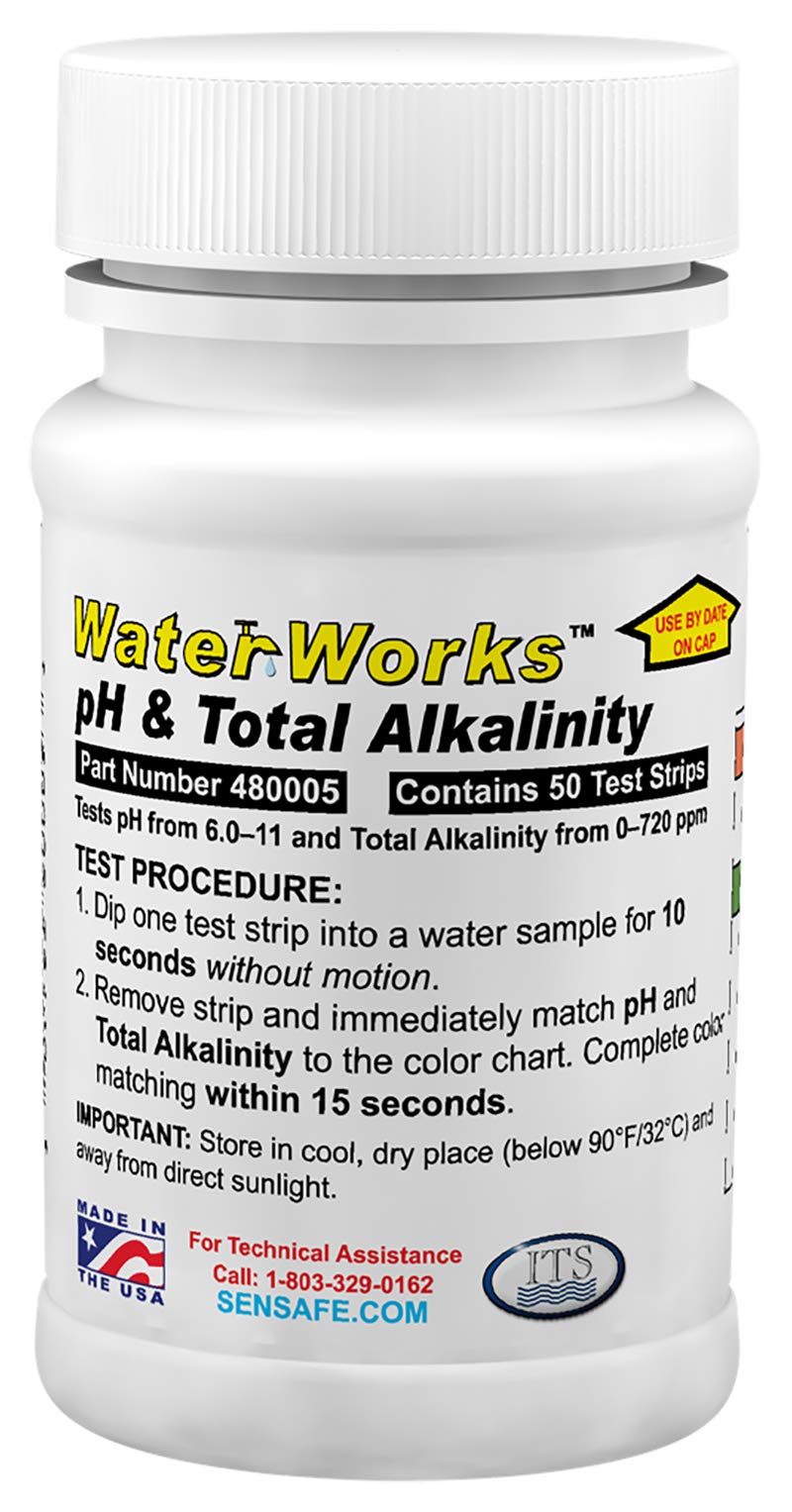 ITS Europe Waterworks 480005 Lot de 50 bandelettes de test pH et alcalinité totale