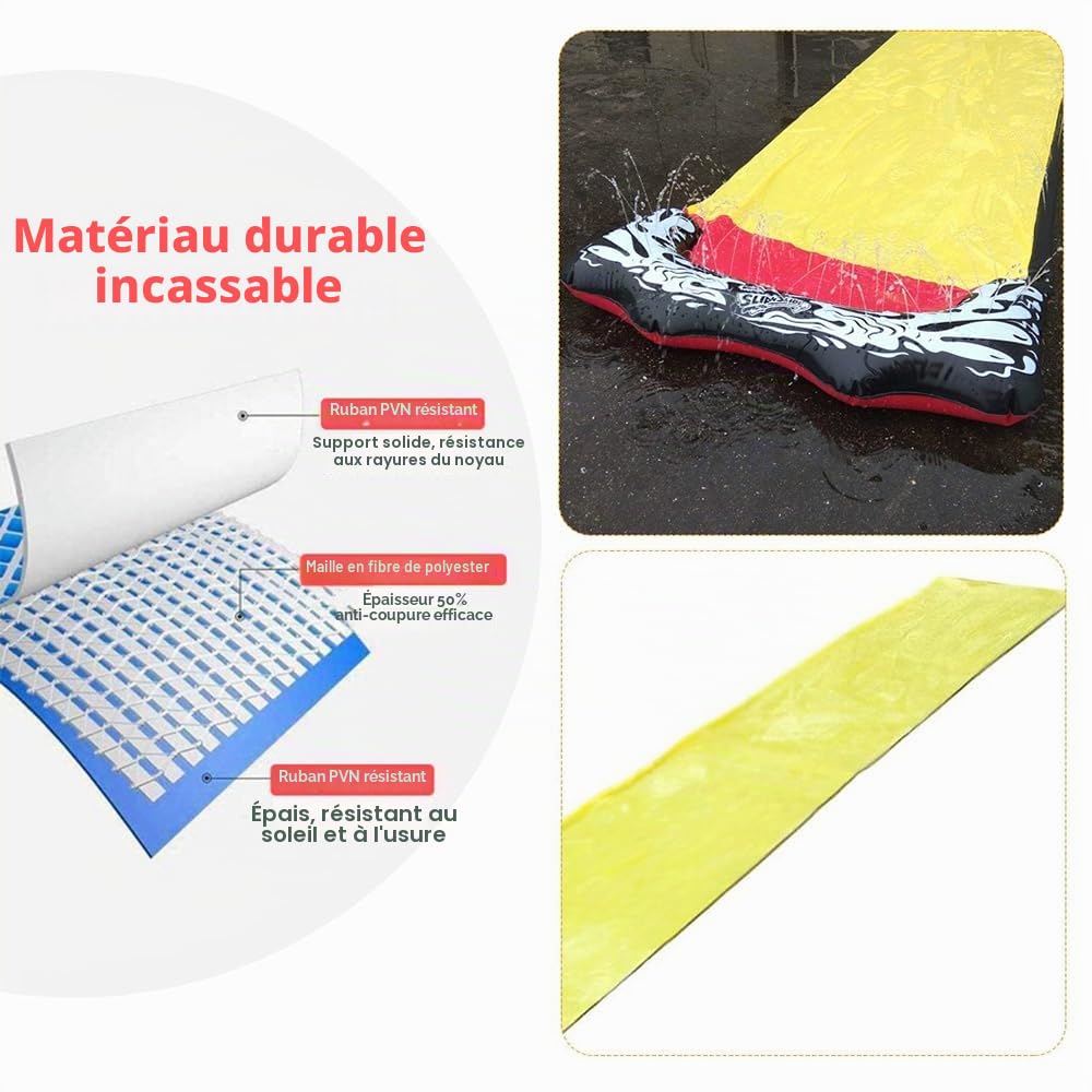 Toboggan Aquatique, 480 x 70 cm Ventre Glisse avec 1 Planche Gonflable, Tapis de Glisse Eau Enfant avec Arroseur Intégré pour Jeux d'eau en Extérieur, Fête D'été, Jardin Pelouse
