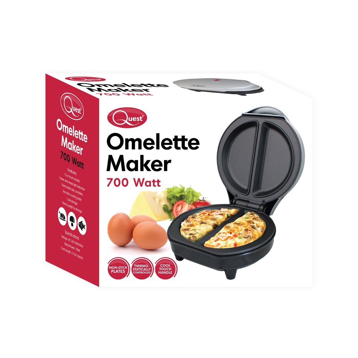 Dual Omelette Maker Electric Easy Clean NonStick Cooking Plate Makes Healthy Omelettes