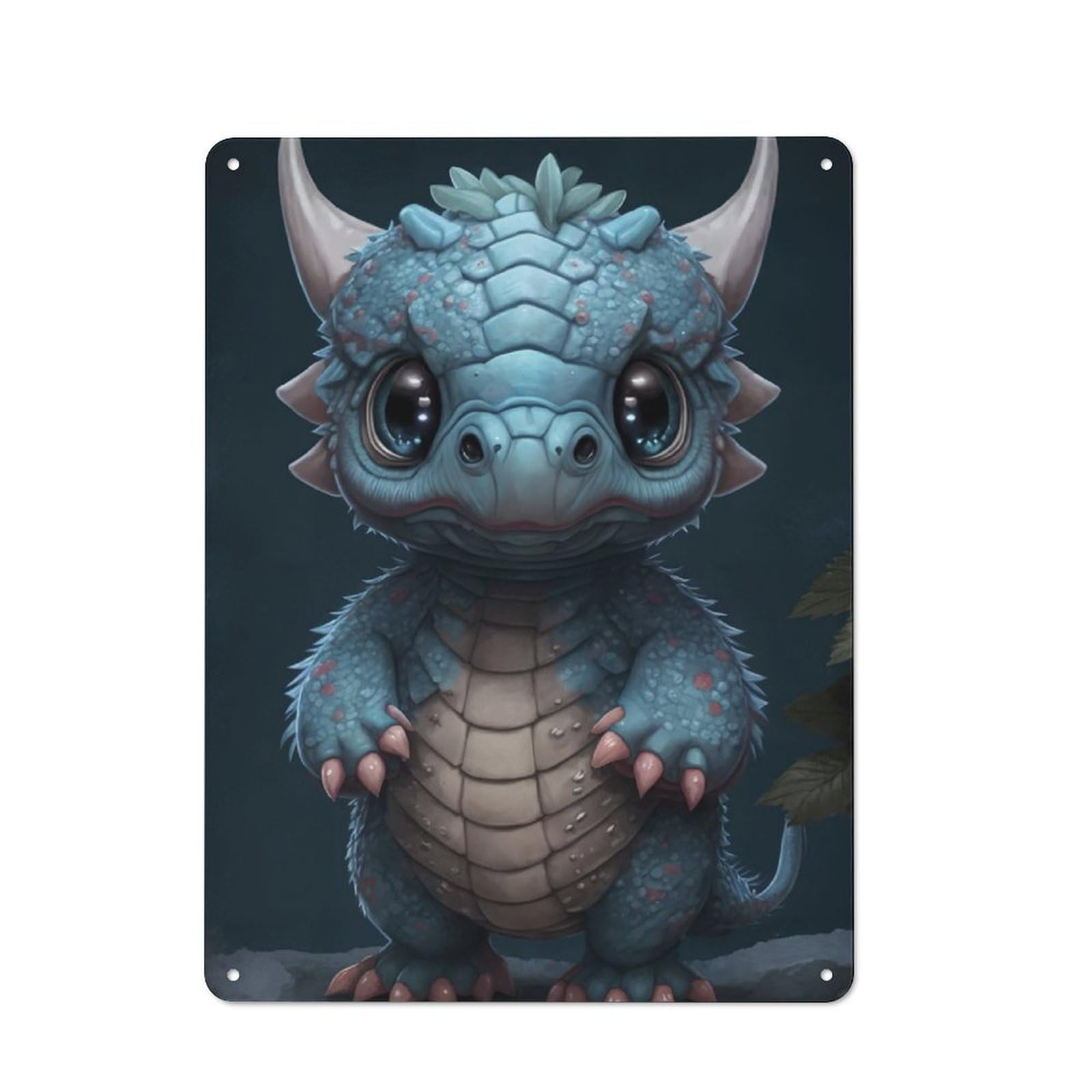 Junmoney Blue Tiny Dragon Metal Wall Sign 40X30cm, Rustic Decor For Hallway Wall, For Metal Sign Collectors, For Garage And Workshop Walls