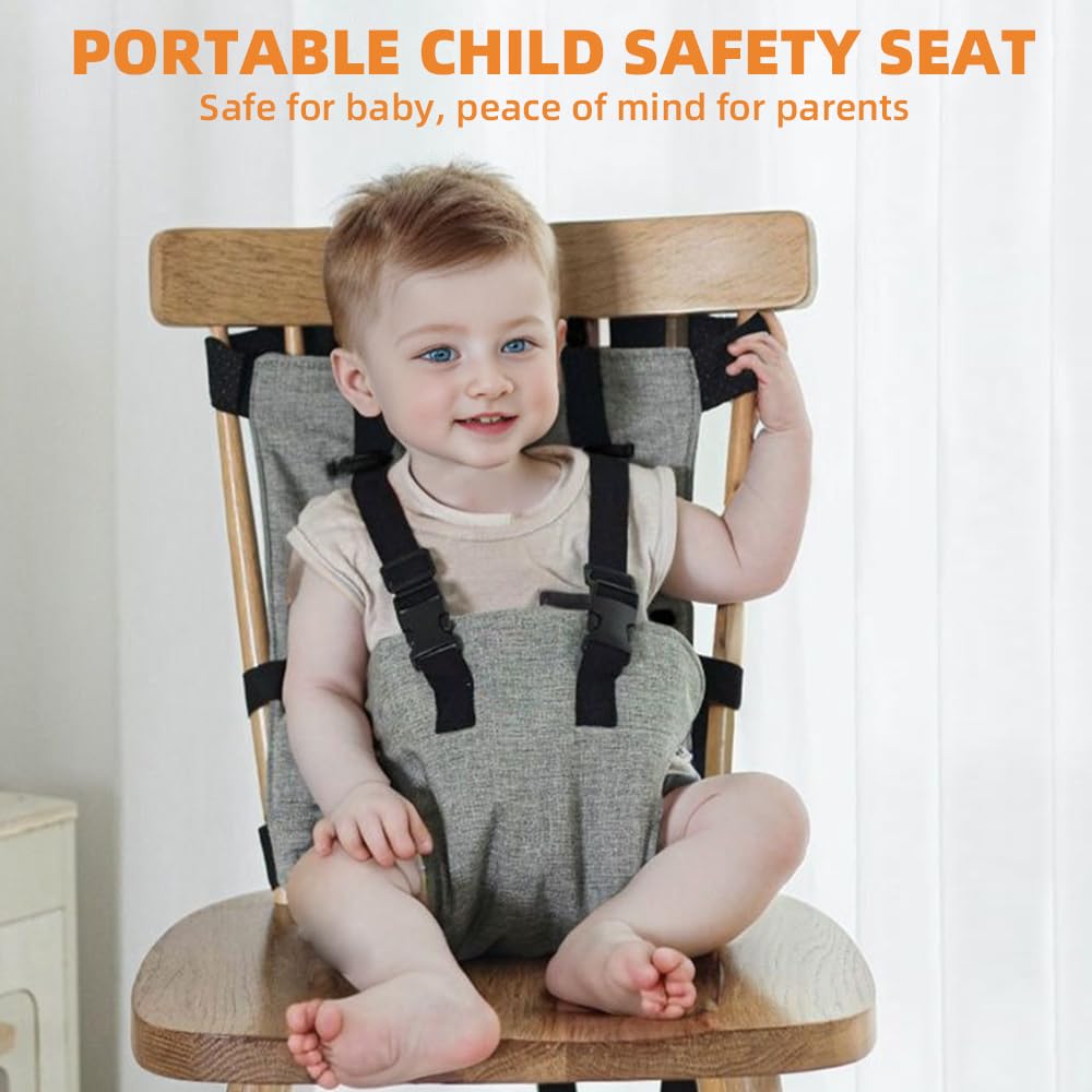 Harnais Chaise Haute Bébé, Ceinture de Sécurité Bébé Repas, Portable Voyage Lavable, Siège 6 Mois à 3 Ans