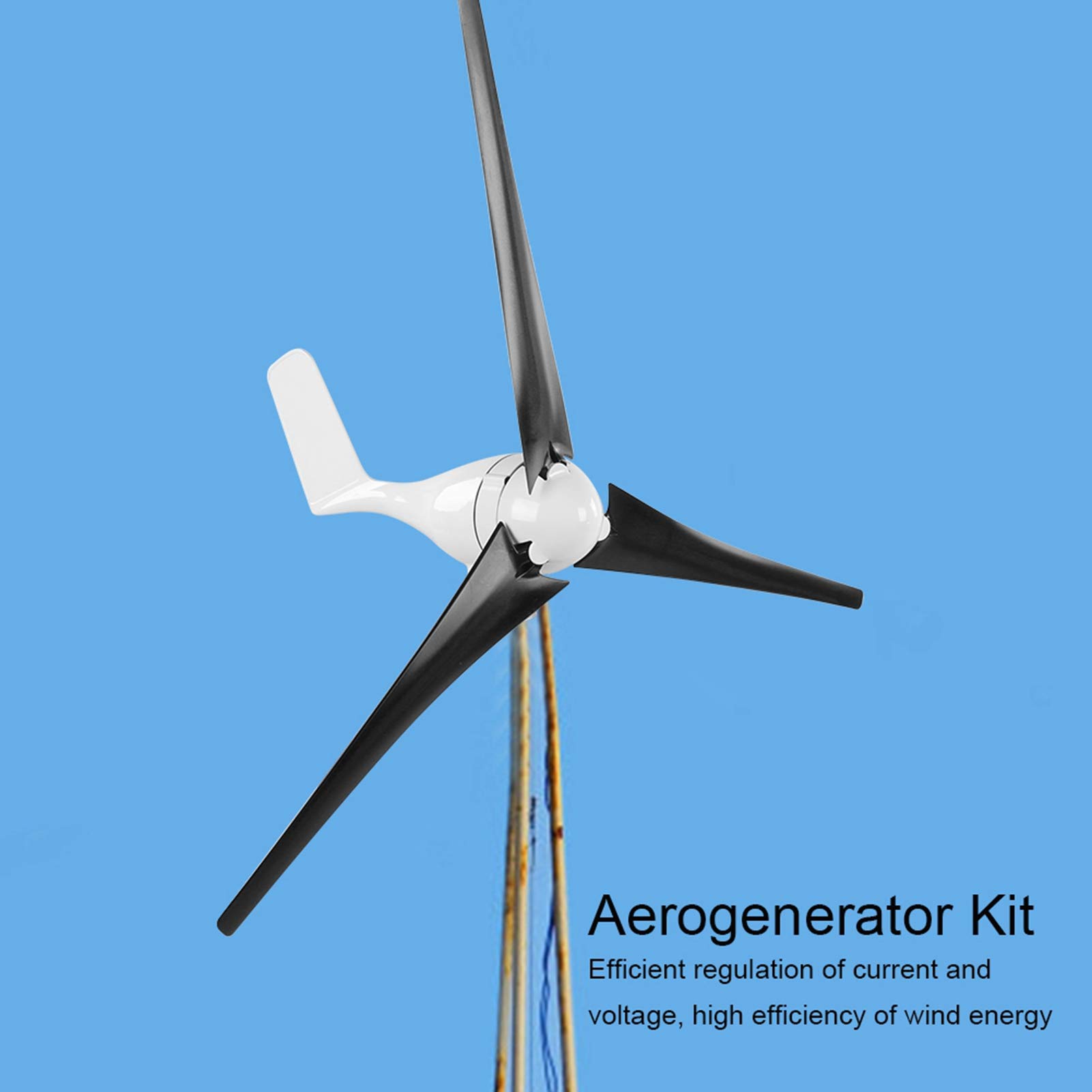 Windturbinengenerator 1200W, 3-Blatt-Windregler-Turbinengenerator-Kit für Windmühlen und Ladestation zu Hause (Black 24V)