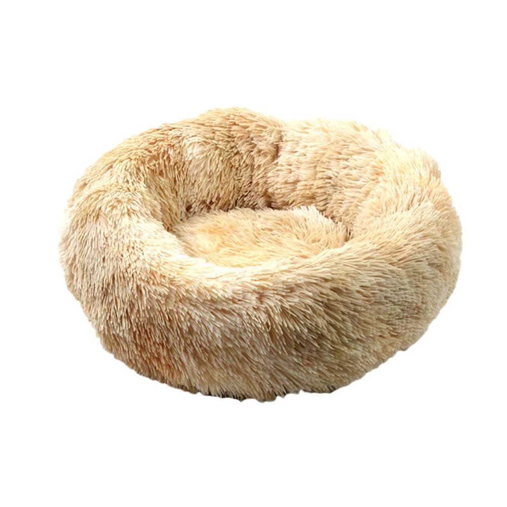 YOUCAI Puppy Bed for Medium Small Dogs Cats Non-Slip Bottom Fluffy Calming Kitten Bed for Small Dog and Puppy Plush Cuddler Pet Bed Round Plush Dog Bed,B-Yellow,120cm