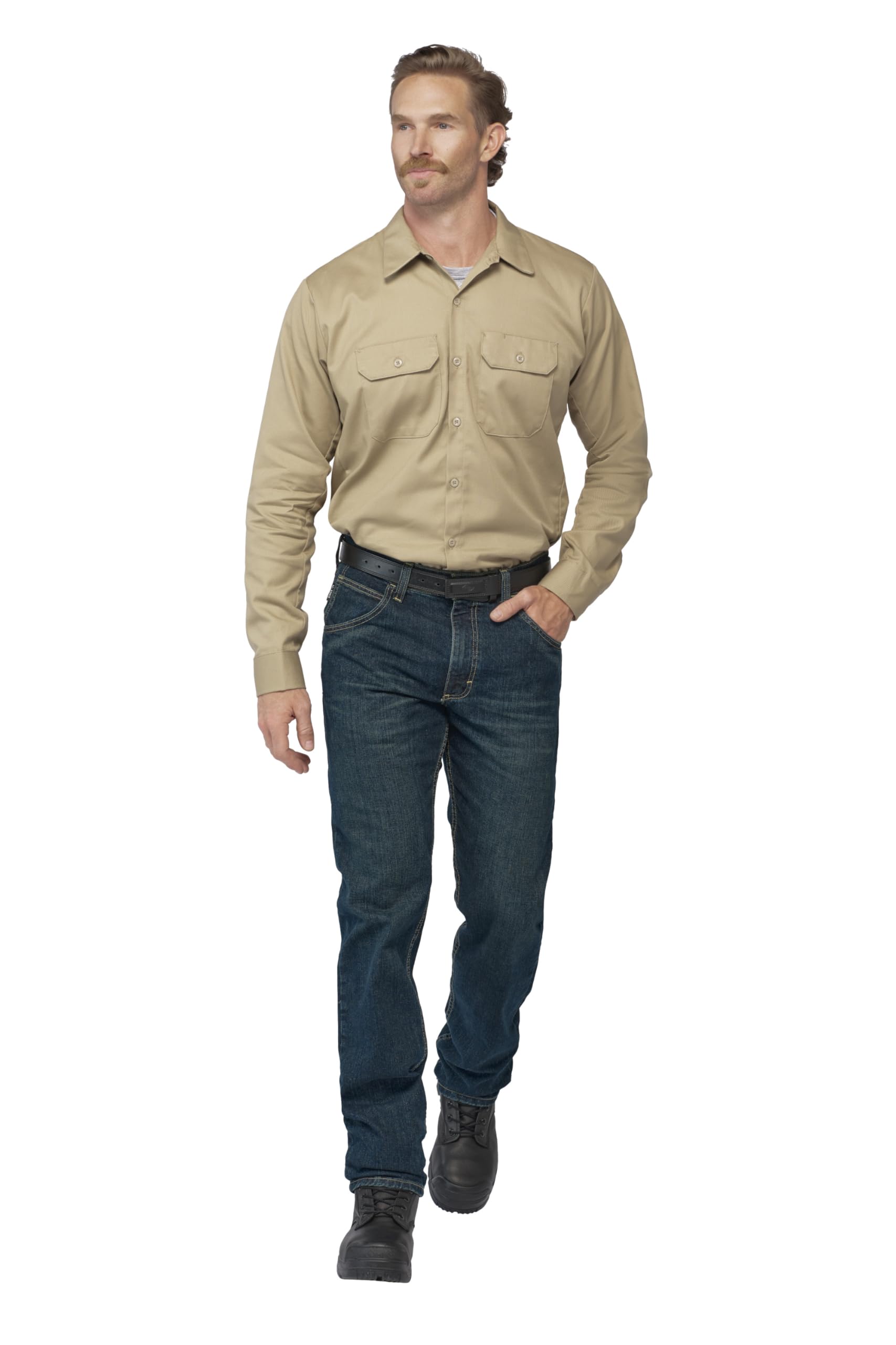 Bulwark FR Mens Flame Resistant 7 Oz Cotton Work Shirt with Sleeve Vent