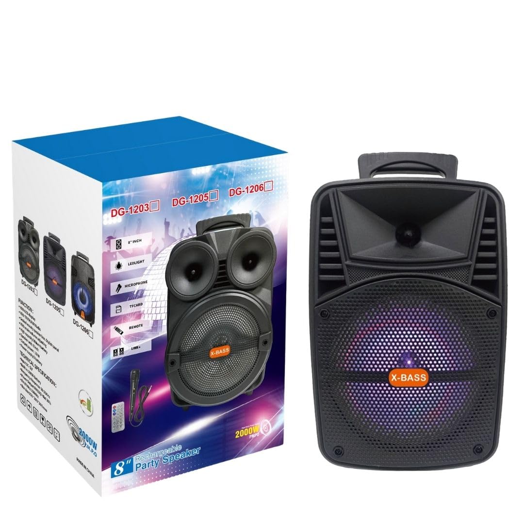 Max Star - Alltavoz Karaoke con Microfono - para Adultos y niños, con Mando Distancia, Bluetooth, USB, Radio FM, Display, Micro SD TF, Bateria Recargable con Pantalla LED DG1203.5.6