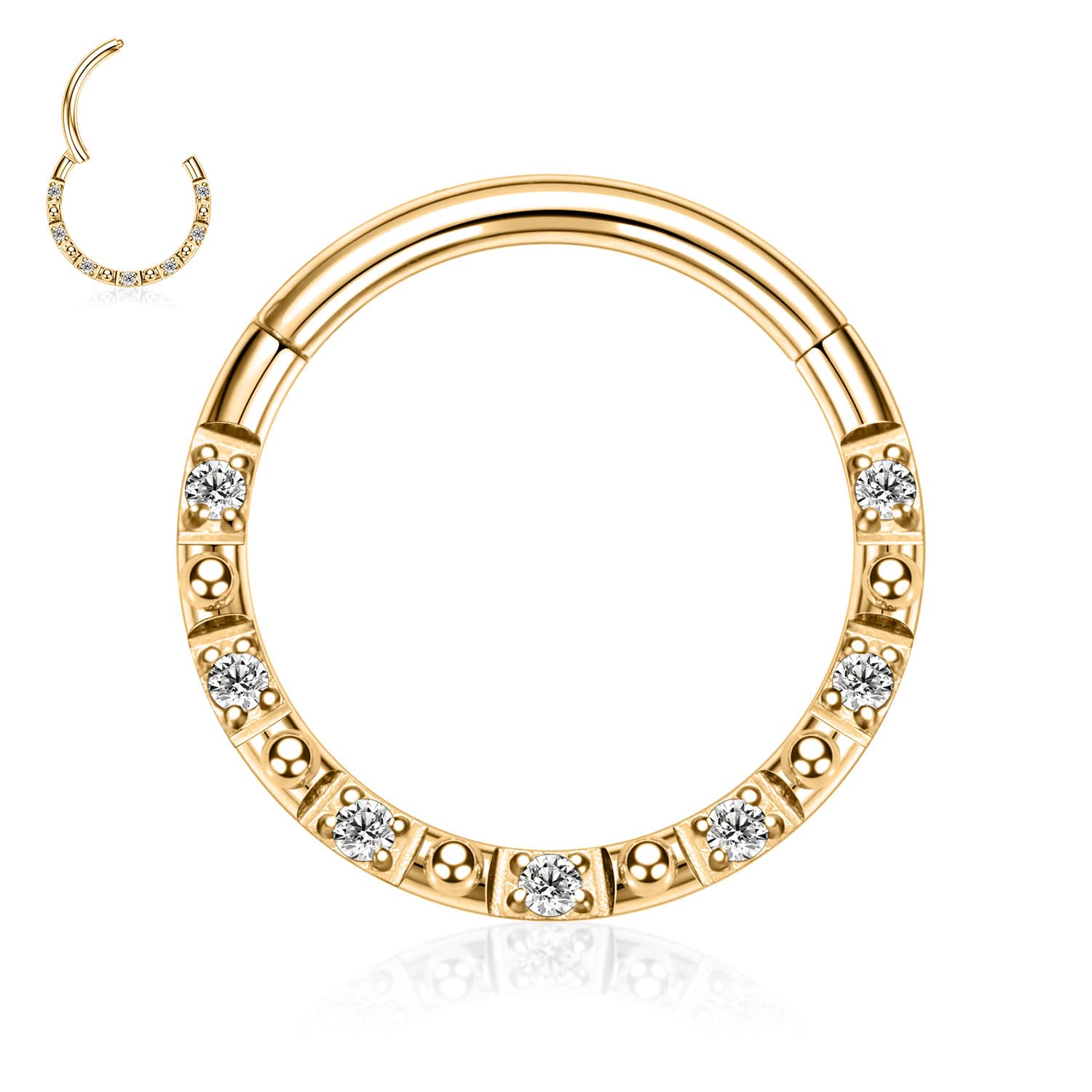 AROWRO 18G 16G 14G Nose Hoop Ring Septum Clicker Earrings CZ Opal Cartilage Conch Helix Tragus Hoop Earrings Daith Piercing Jewelry 316L Surgical Steel — view 24