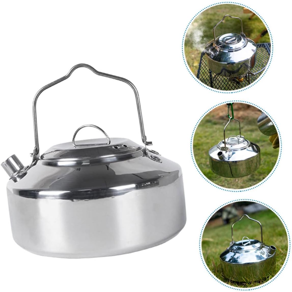 Camping Stainless Steel Tea Kettle Portable Stovetop Water Pot for Outdoor Use Ergonomic Handle for Hiking Fishing and Camping Activities