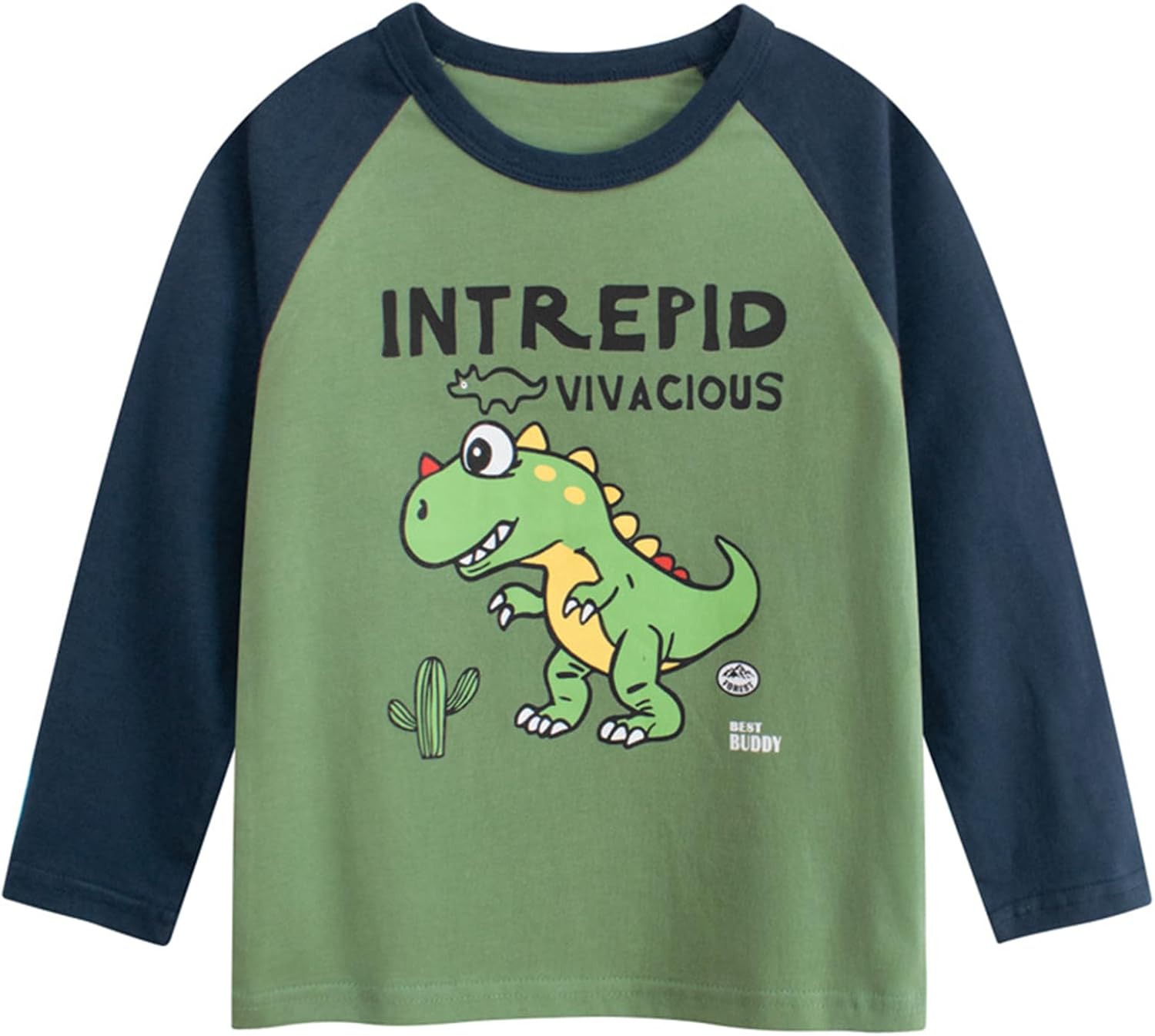 Toddler Boys Long Sleeve T-Shirts Cotton Dinosaur Shirts Crewneck Graphic Tees 4 Pack