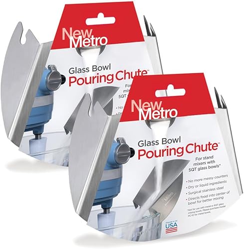 New Metro Design KitchenAid - Juego de 2 canaletas de vertido para tazones mezcladores de soporte de vidrio, funciona con tazón mezclador de vidrio