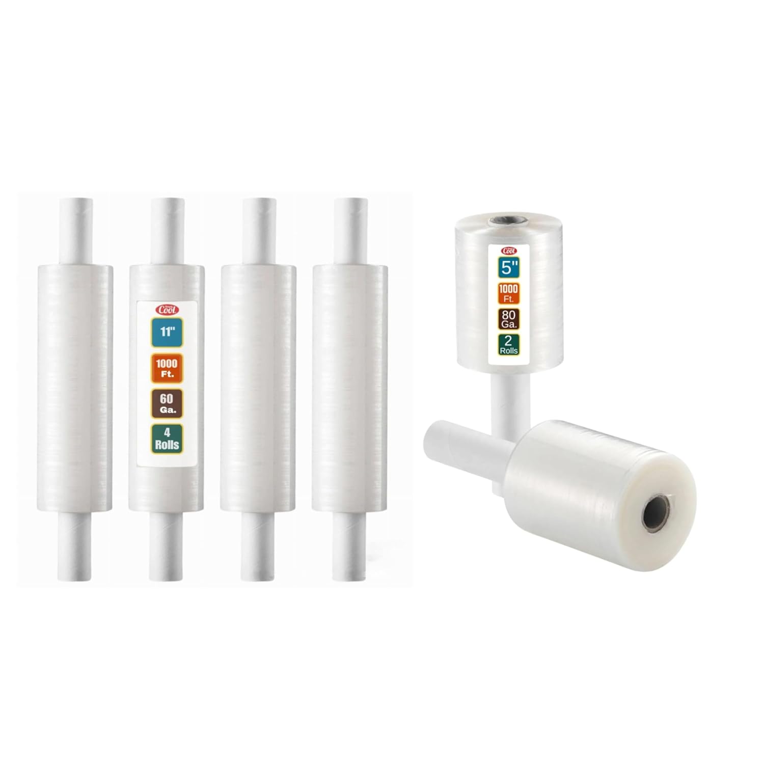 Simply Cool 4 Pack 11 Inch Stretch Wrap and 2 Pack 5 Inch Mini Stretch Wrap with Handle