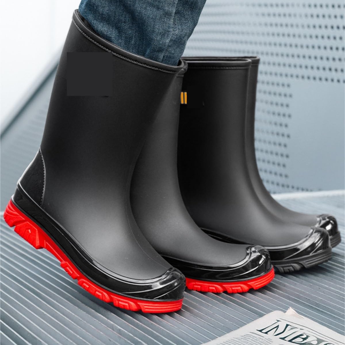 Buty Przeciwdeszczowe Męskie Kalosze Typu Mid Tub Wodoodporne Antypoślizgowe Buty Do Wody Wędkarskie Gumowe Modne