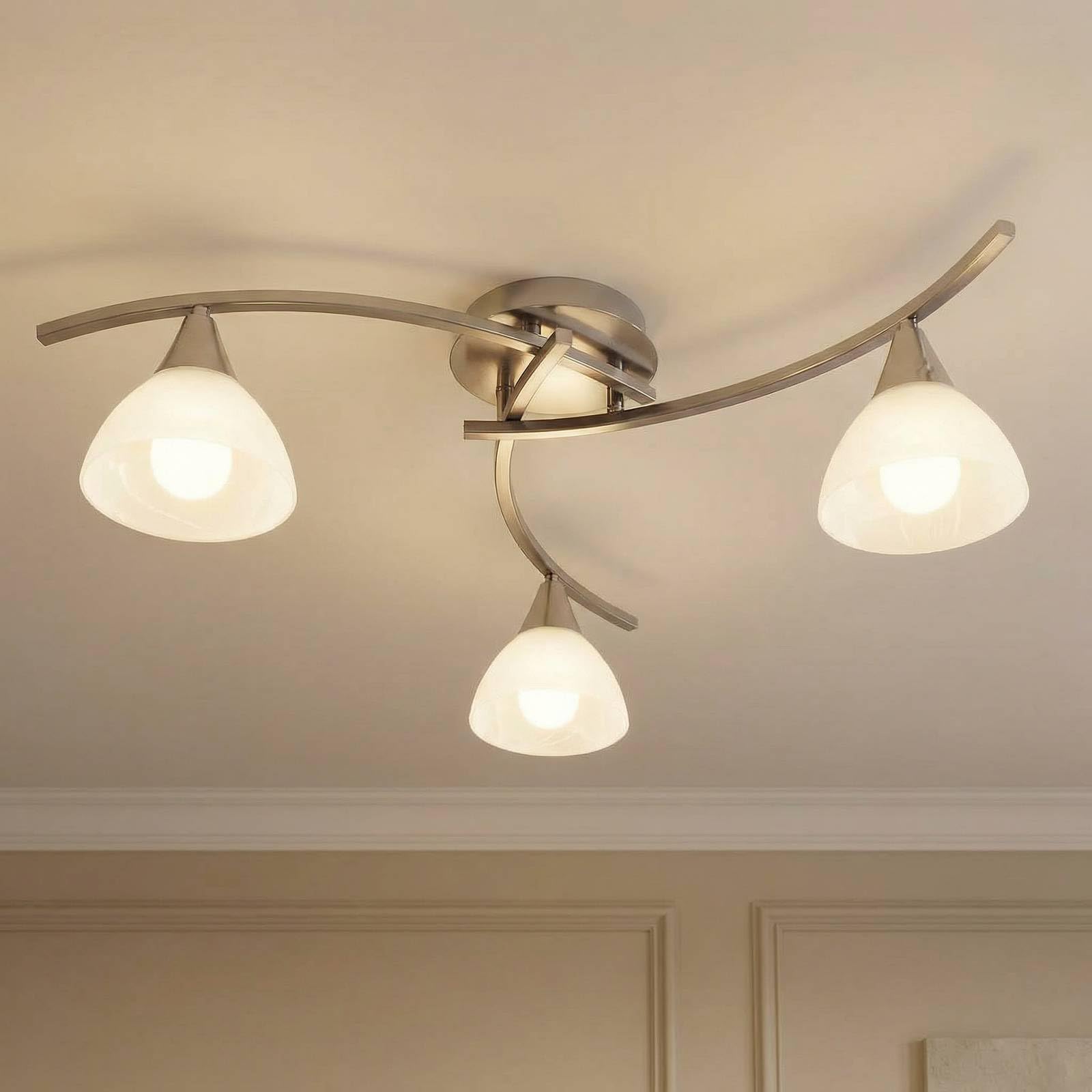 Lindby Lámpara de techo Della (Moderno) en Gris hecho Vidrio e.o. para Salón & Comedor (3 llamas, E14) lámpara
