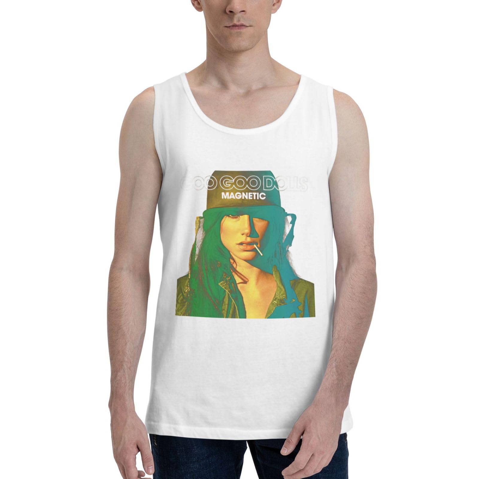 Goo Goo Rock Dolls Men's Muscle Vests T Shirts Popular Cycling Sleeveless T Shirt White Medium