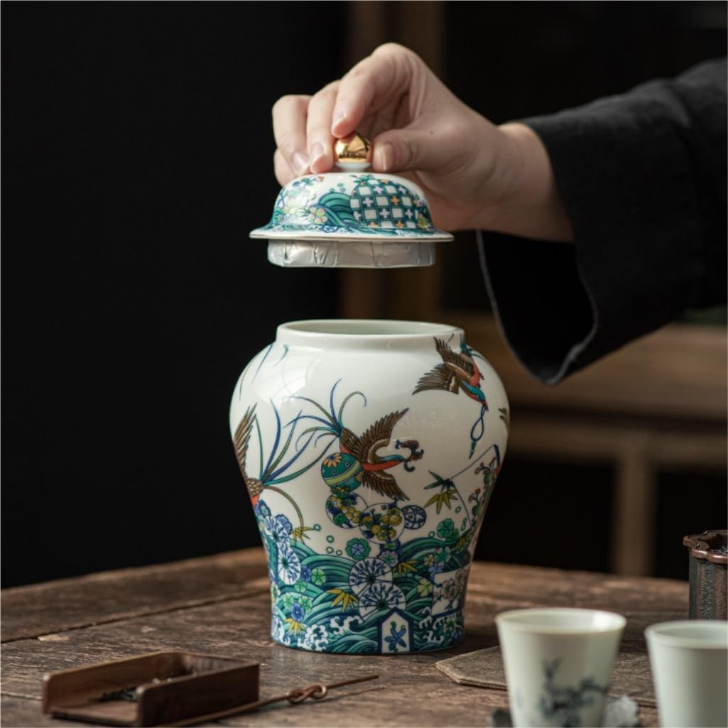 Contenitore per il tè in ceramica, barattolo per la conservazione del tè sfuso in ceramica, grande capacità, barattolo sigillato, contenitore per la conservazione della cucina di casa, set da tè cin