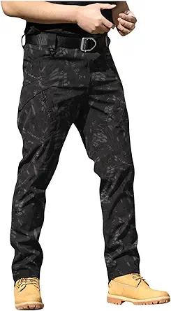 OIOLOYJM Military Cargo Pants for Men Hiking Relaxed Fit Work Waterproof Stretch Tactical Lightweight Outdoor Travel Pant