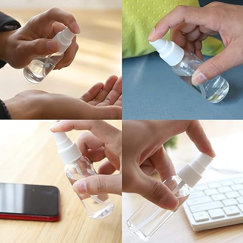 Miniatura 5 de HONGSHUYEE Spray Bottles 2oz50ml 8 Pack Clear Empty Fine Mist Plastic Mini Travel Bottle Set Small Refillable Liquid Containers with 2pcs Funnels