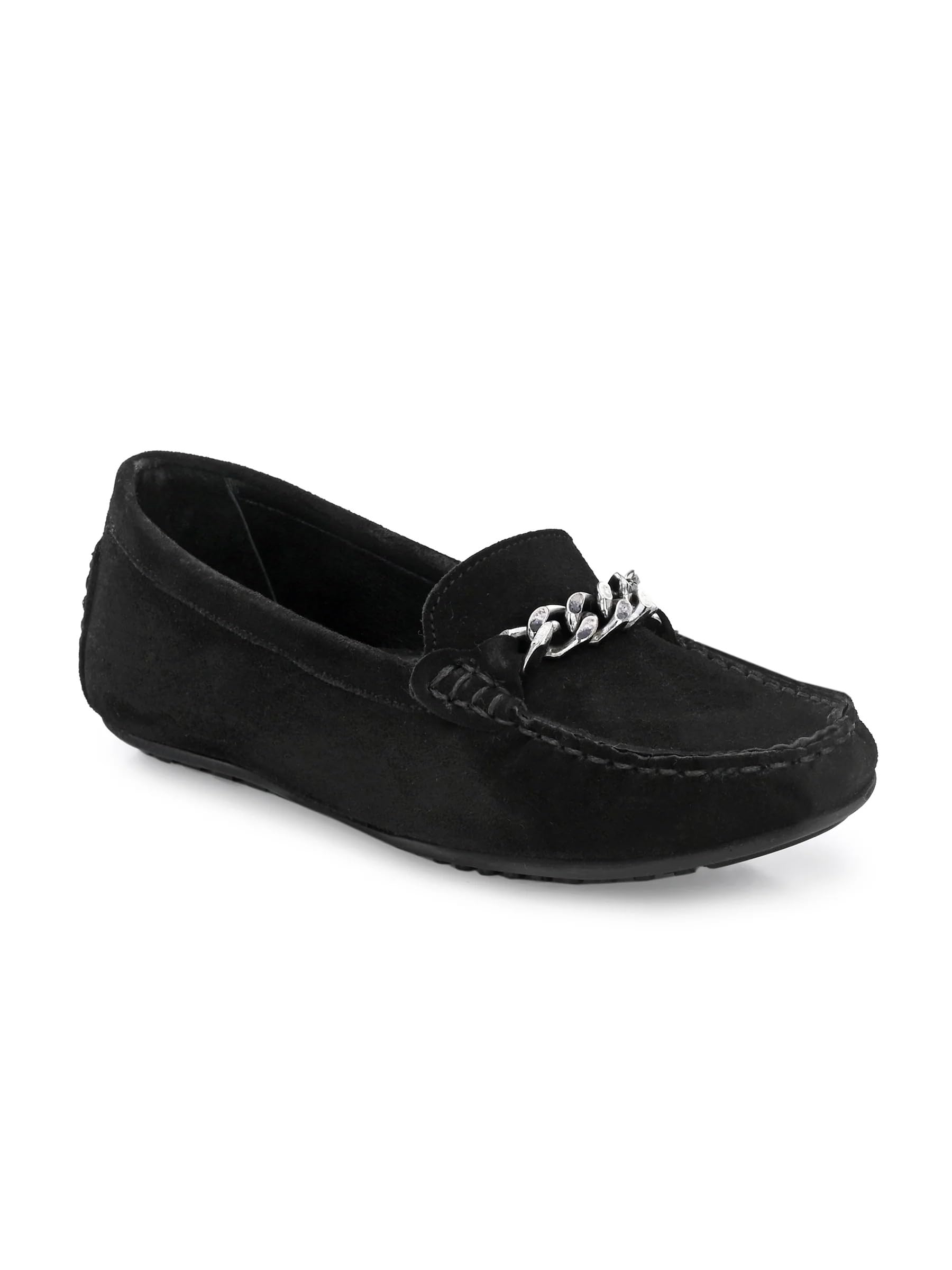 carlo romano Women's Genuine Leather Loafer with Silver Chain Detail-picture-25
