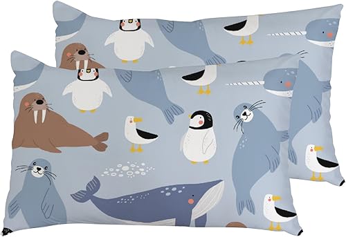 Pillow Case Covers King Size 20x36In, Soft Pillow Shams Covers Cute Arctic Animals, Set of 2 Rectangular Bed Pillowcases for Bedroom Sofa Couch disponible en Yaxa El Salvador