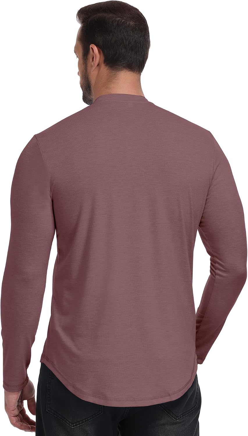 Long Sleeve Henley Shirts for Men 3 Pack Stretch with Pocket