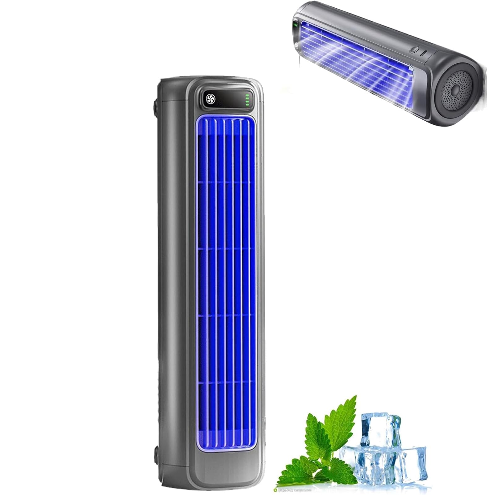 Ventilatore raffreddatore d'aria portatile, ventilatore mini a 3 velocità con touch screen a LED e ricarica USB, raffreddamento ad aria della torre silenziosa per camera, ufficio, patio, batteria alim