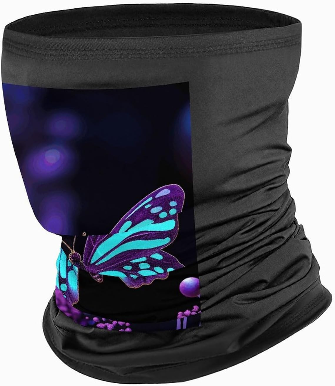Cycling Neck Gaiter Upf 50+ Sun Protection Cooling Quick-Dry Balaclava Purple Butterfly And Flowers Face Mask Breathable Bandana for Biking Motorcycle Running Hiking & Outdoor Work